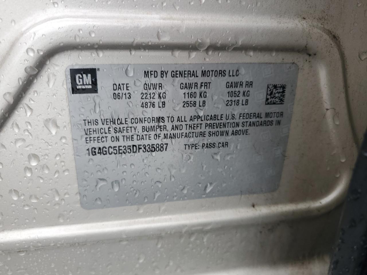 2013 Buick Lacrosse VIN: 1G4GC5E35DF335887 Lot: 66347915