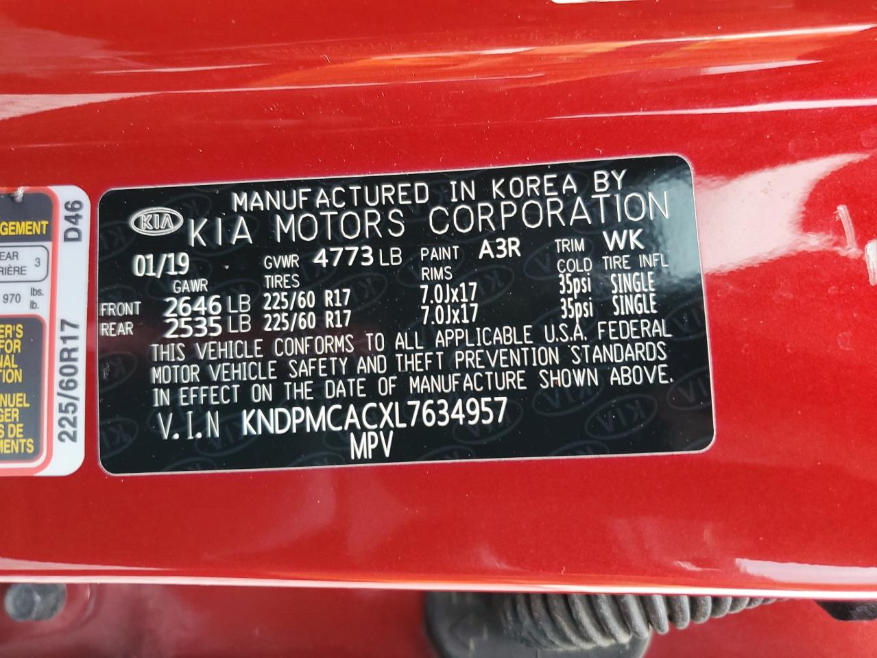 2020 Kia Sportage Lx VIN: KNDPMCACXL7634957 Lot: 64053315