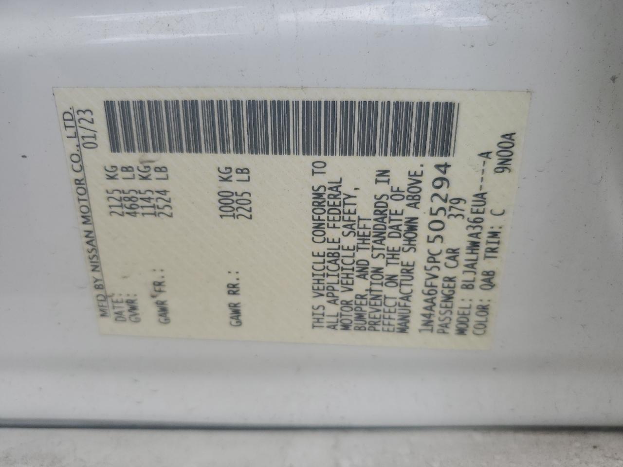2023 Nissan Maxima Platinum VIN: 1N4AA6FV5PC505294 Lot: 64944175