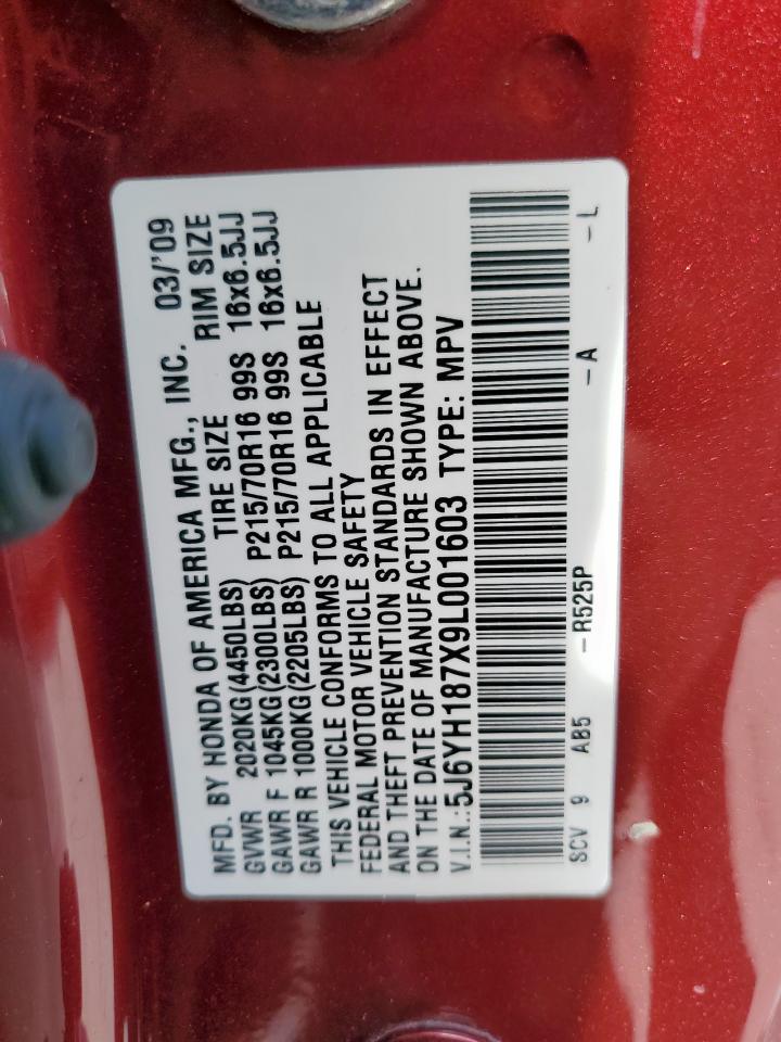 2009 Honda Element Ex VIN: 5J6YH187X9L001603 Lot: 65289705