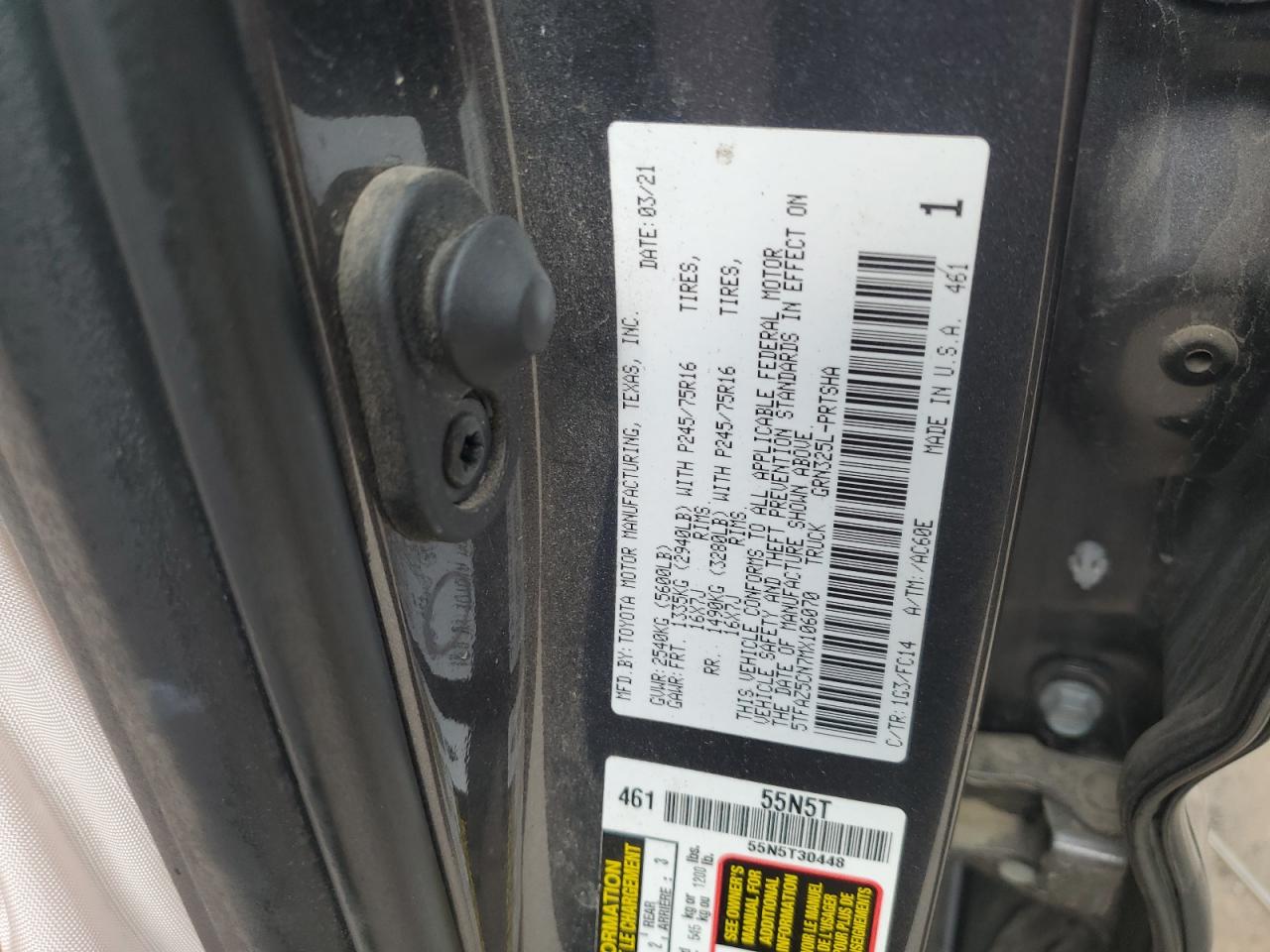 2021 Toyota Tacoma Double Cab VIN: 5TFAZ5CN7MX106070 Lot: 66659945