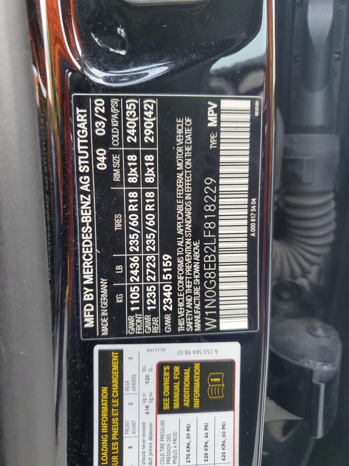 2020 Mercedes-Benz Glc 300 4Matic VIN: W1N0G8EB2LF818229 Lot: 65253215
