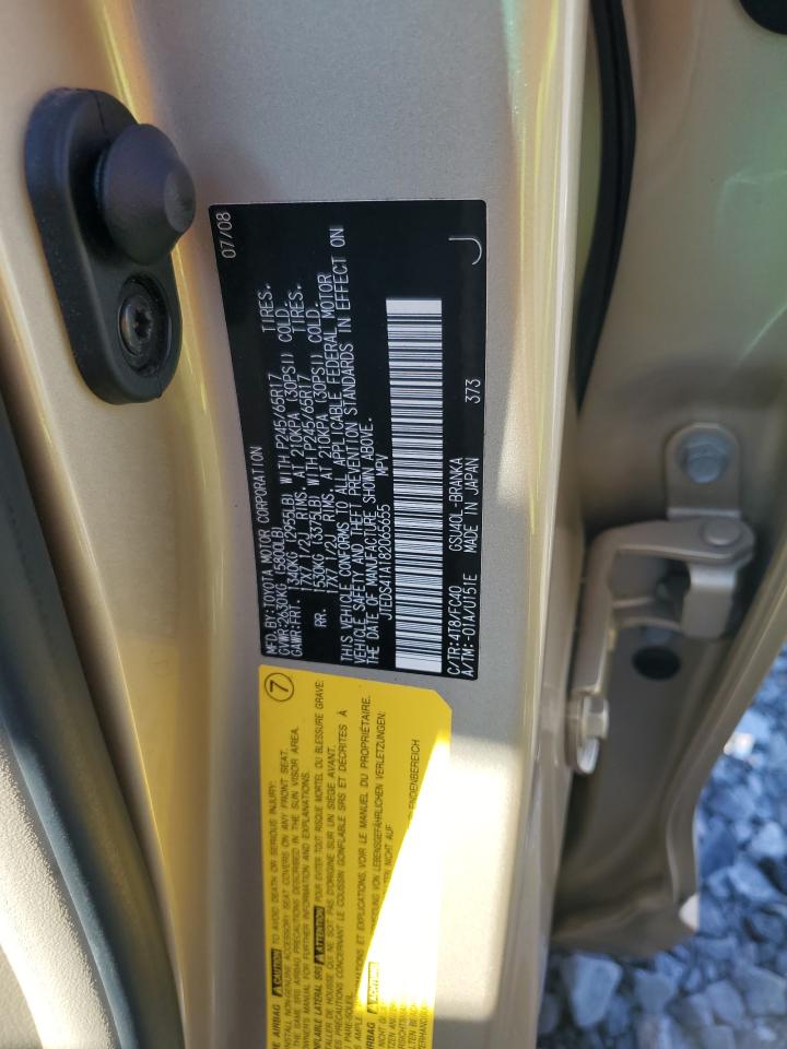2008 Toyota Highlander VIN: JTEDS41A182065655 Lot: 64857115