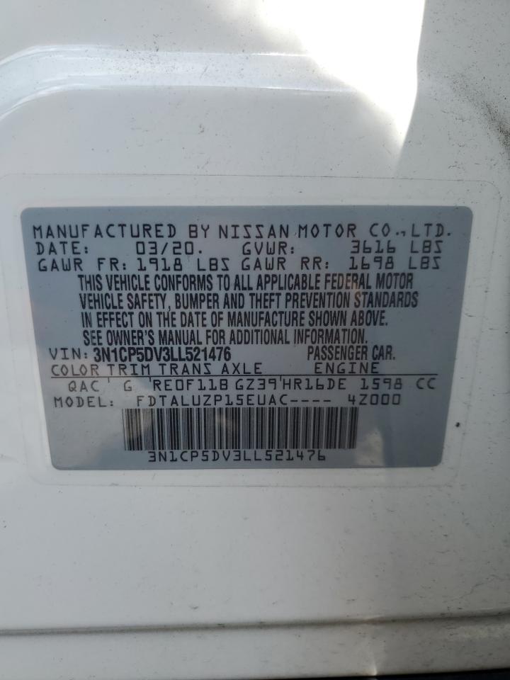 2020 Nissan Kicks Sr VIN: 3N1CP5DV3LL521476 Lot: 64130585