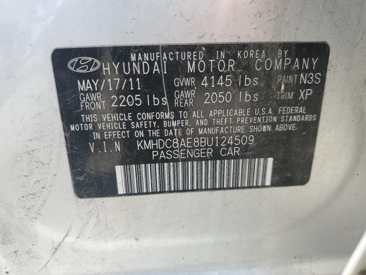 2011 Hyundai Elantra Touring Gls VIN: KMHDC8AE8BU124509 Lot: 64670085
