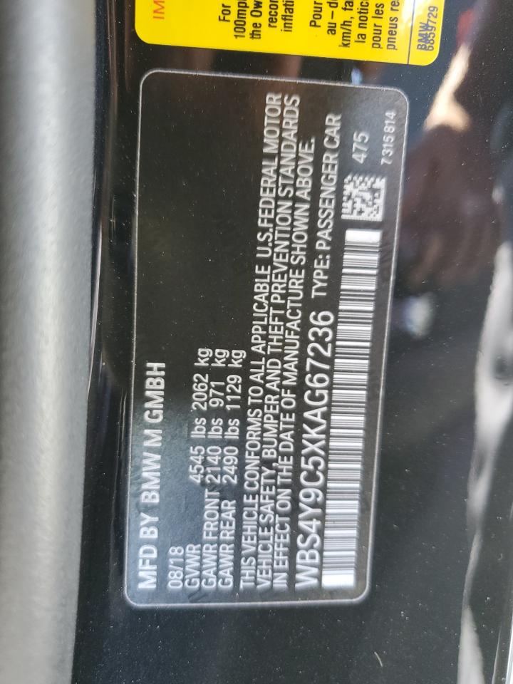 2019 BMW M4 VIN: WBS4Y9C5XKAG67236 Lot: 66906765