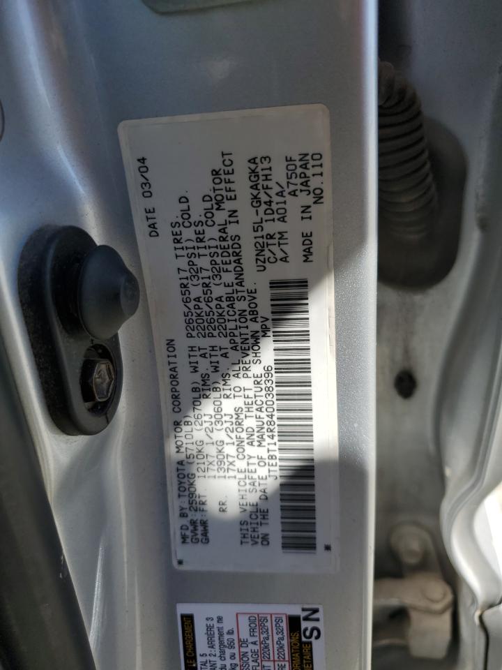 2004 Toyota 4Runner Sr5 VIN: JTEBT14R840038396 Lot: 64238445