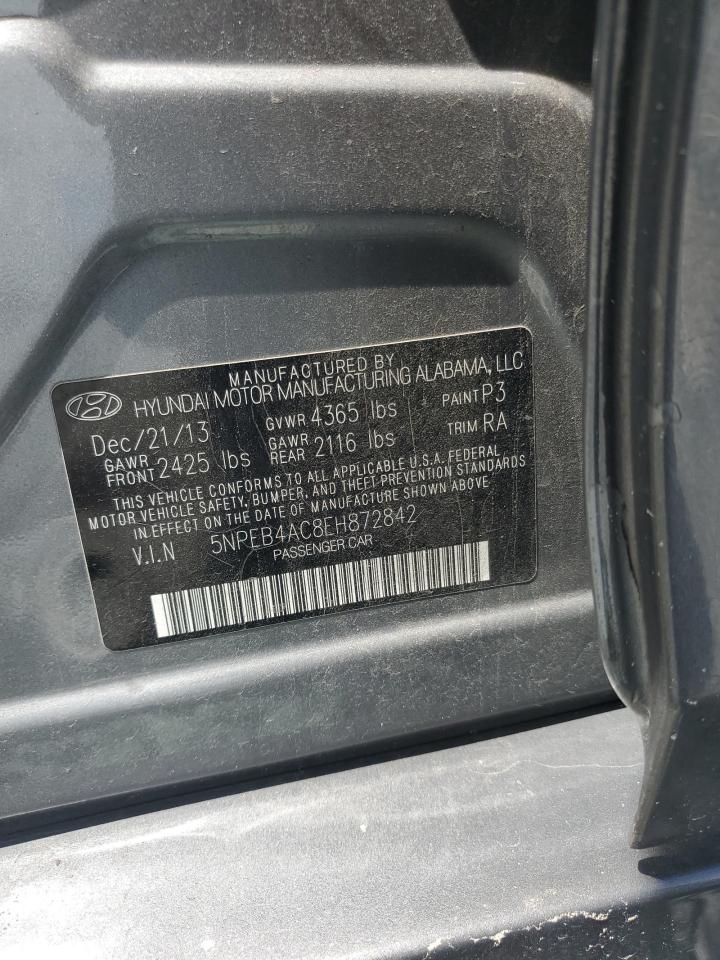 2014 Hyundai Sonata Gls VIN: 5NPEB4AC8EH872842 Lot: 65630525