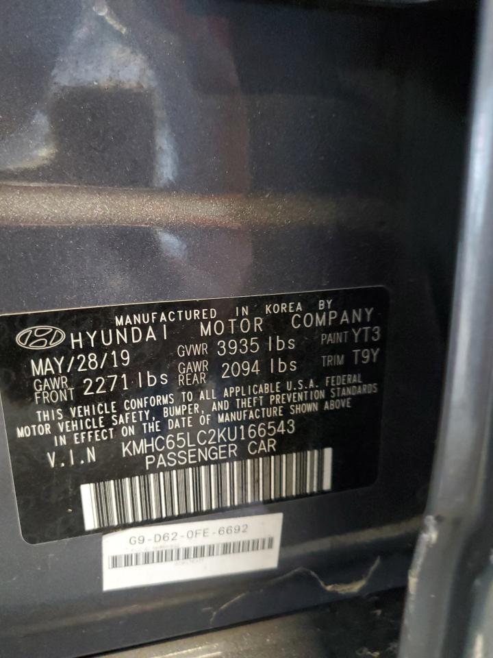 2019 Hyundai Ioniq Blue VIN: KMHC65LC2KU166543 Lot: 64796845