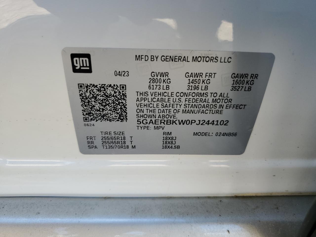 2023 Buick Enclave Essence VIN: 5GAERBKW0PJ244102 Lot: 65130785