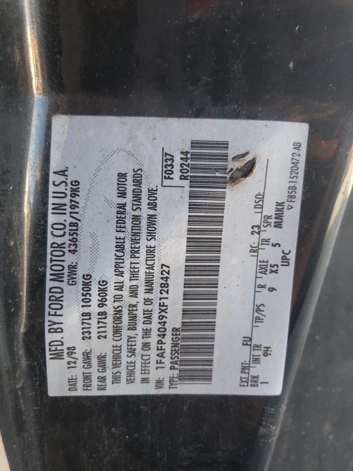 1999 Ford Mustang VIN: 1FAFP4049XF128427 Lot: 63036675