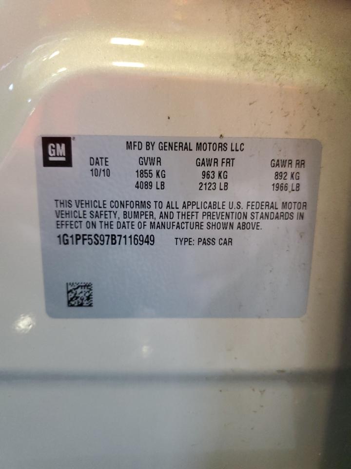 2011 Chevrolet Cruze Lt VIN: 1G1PF5S97B7116949 Lot: 62860515