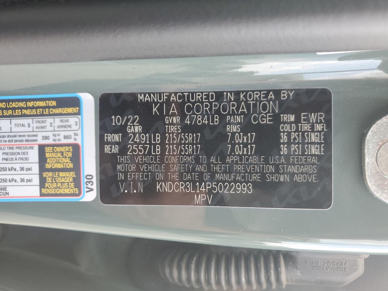 kndcr3l14p5022993 KNDCR3L14P5022993 2023 Kia Niro Wind