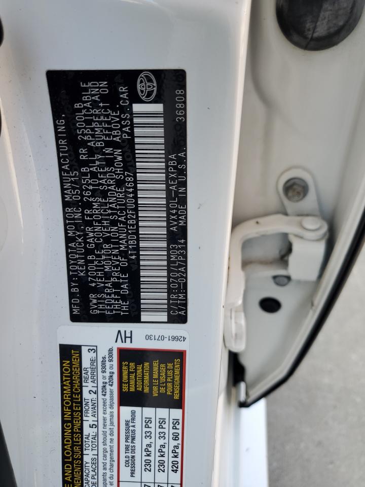 2015 Toyota Avalon Hybrid VIN: 4T1BD1EB2FU044687 Lot: 66210265