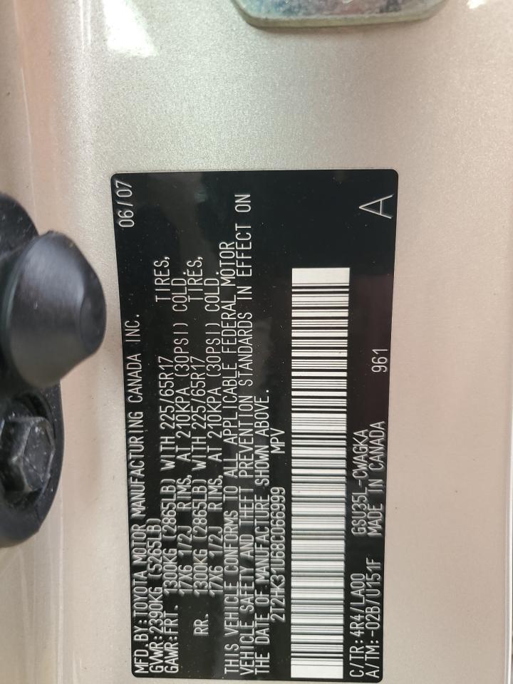 2008 Lexus Rx 350 VIN: 2T2HK31U68C066999 Lot: 65172335