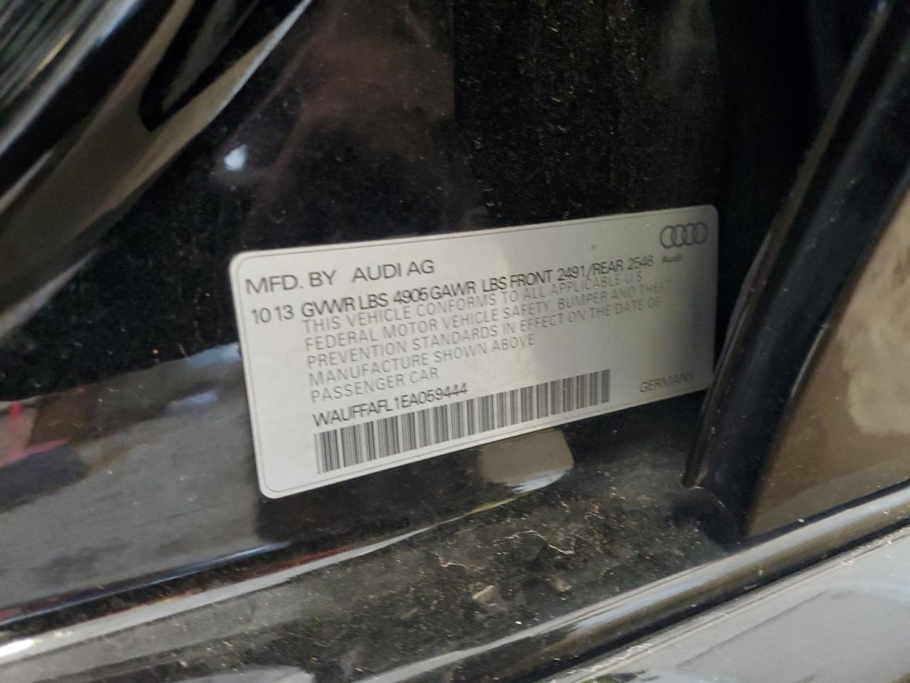 2014 Audi A4 Premium Plus VIN: WAUFFAFL1EA059444 Lot: 64866365