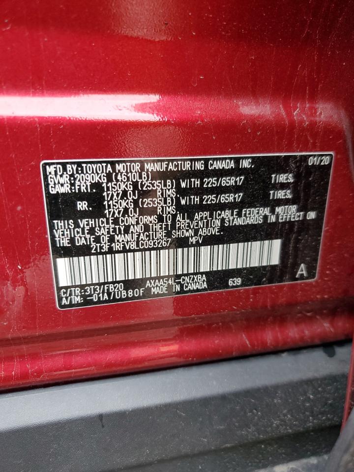 2020 Toyota Rav4 Le VIN: 2T3F1RFV8LC093267 Lot: 65020245