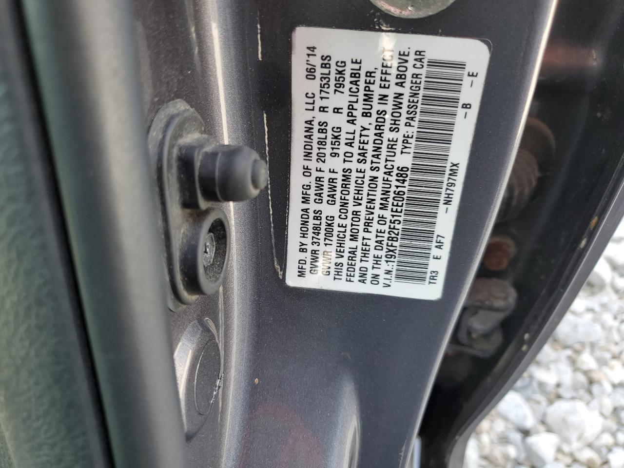 2014 Honda Civic Lx VIN: 19XFB2F51EE061486 Lot: 64221195