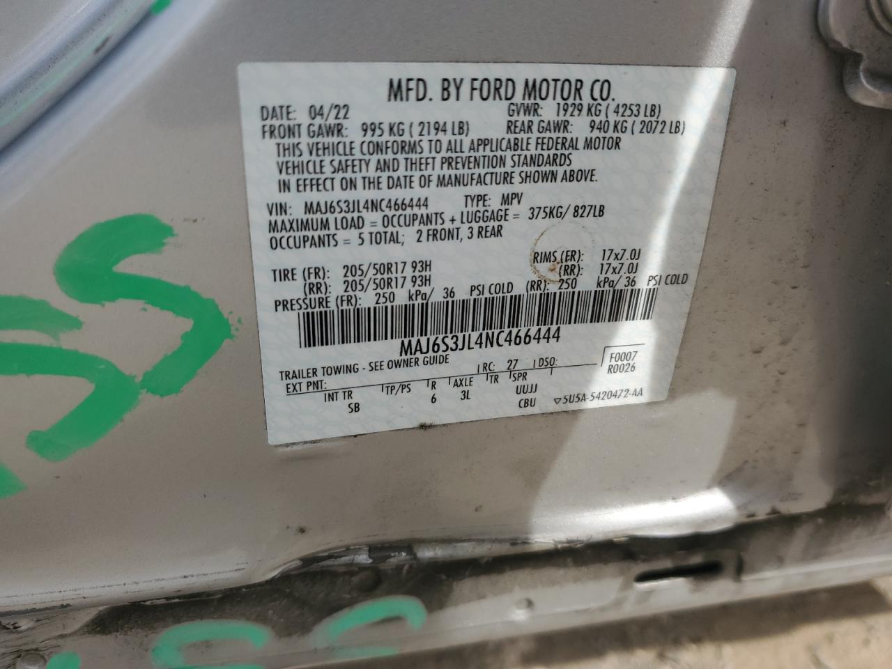 2022 Ford Ecosport Ses VIN: MAJ6S3JL4NC466444 Lot: 63994785