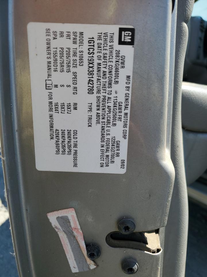 2003 GMC Sonoma VIN: 1GTCS19XX38142780 Lot: 65648825