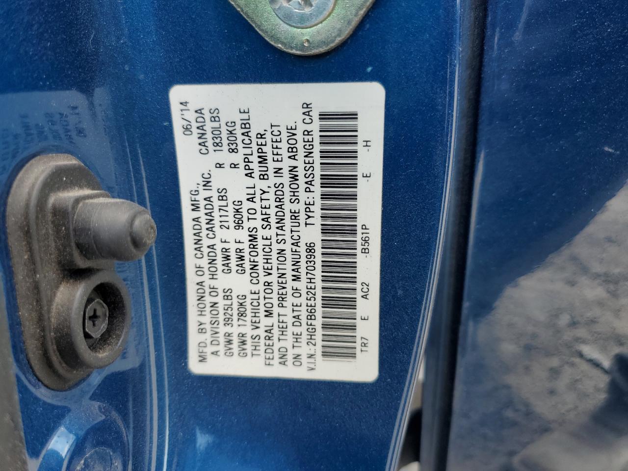 2014 Honda Civic Si VIN: 2HGFB6E52EH703986 Lot: 65266275