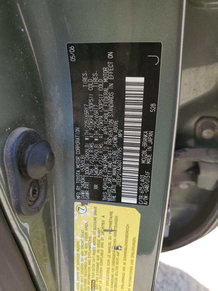 2006 Toyota Highlander Limited VIN: JTEEP21A360177795 Lot: 63860795