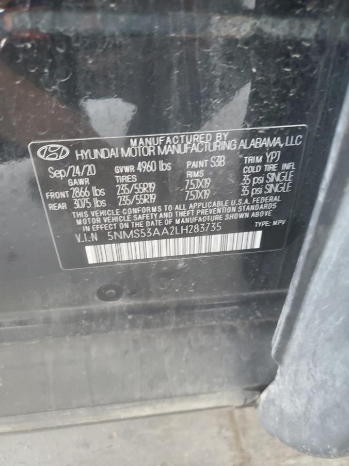 2020 Hyundai Santa Fe Limited VIN: 5NMS53AA2LH283735 Lot: 63478585