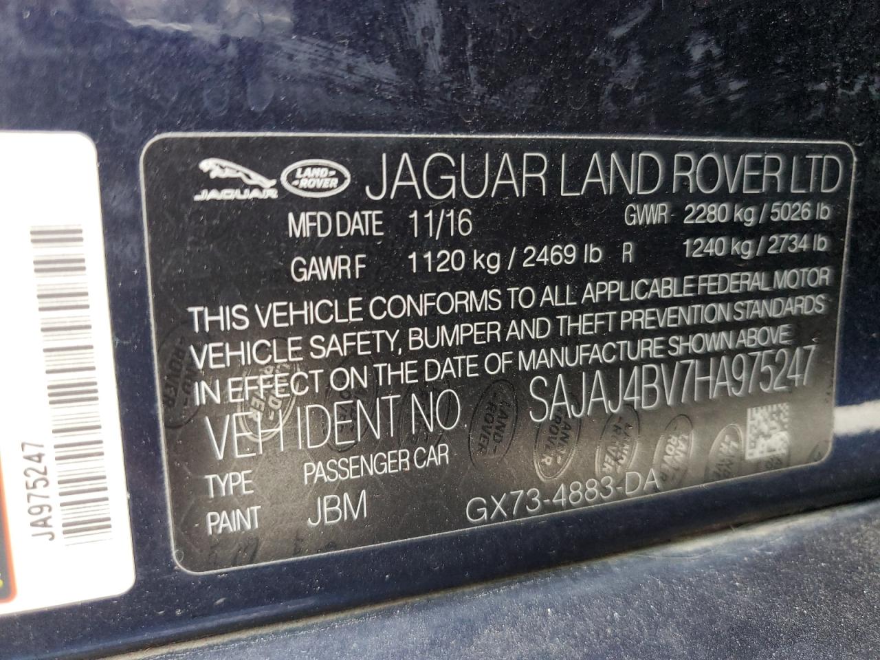 2017 Jaguar Xe Premium VIN: SAJAJ4BV7HA975247 Lot: 63380245