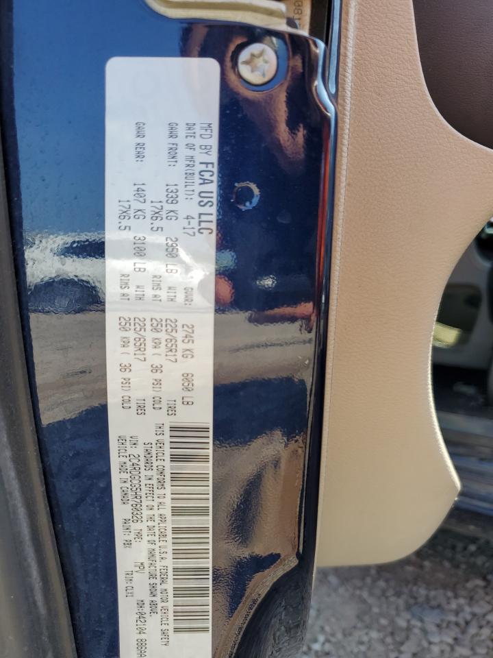 2017 Dodge Grand Caravan Sxt VIN: 2C4RDGCG5HR760326 Lot: 64999555