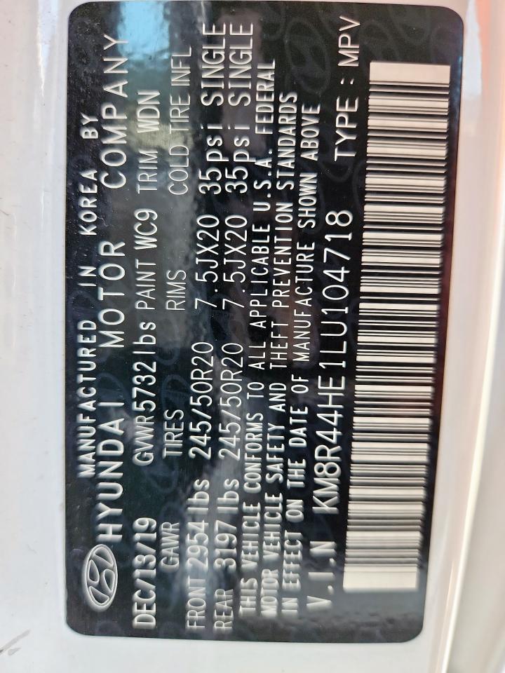 2020 Hyundai Palisade Sel VIN: KM8R44HE1LU104718 Lot: 65154985