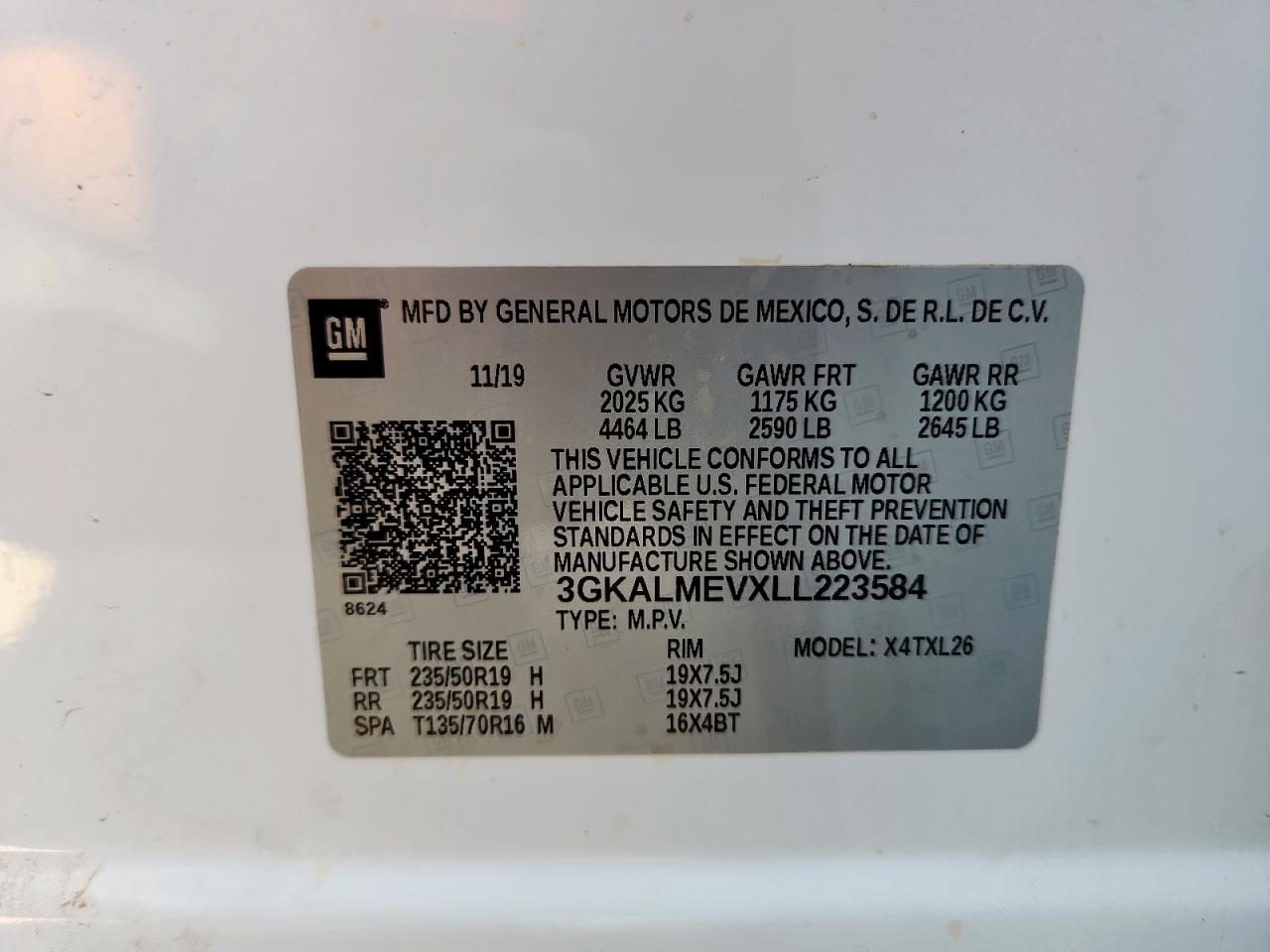 2020 GMC Terrain Sle VIN: 3GKALMEVXLL223584 Lot: 61667065