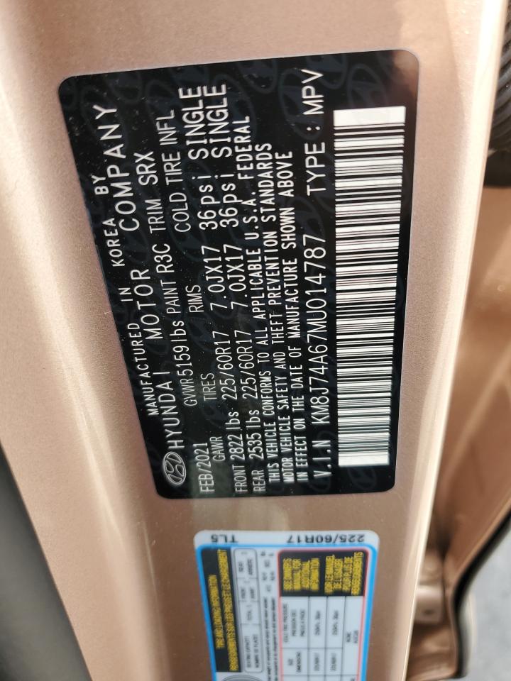 2021 Hyundai Nexo Blue VIN: KM8J74A67MU014787 Lot: 65209455