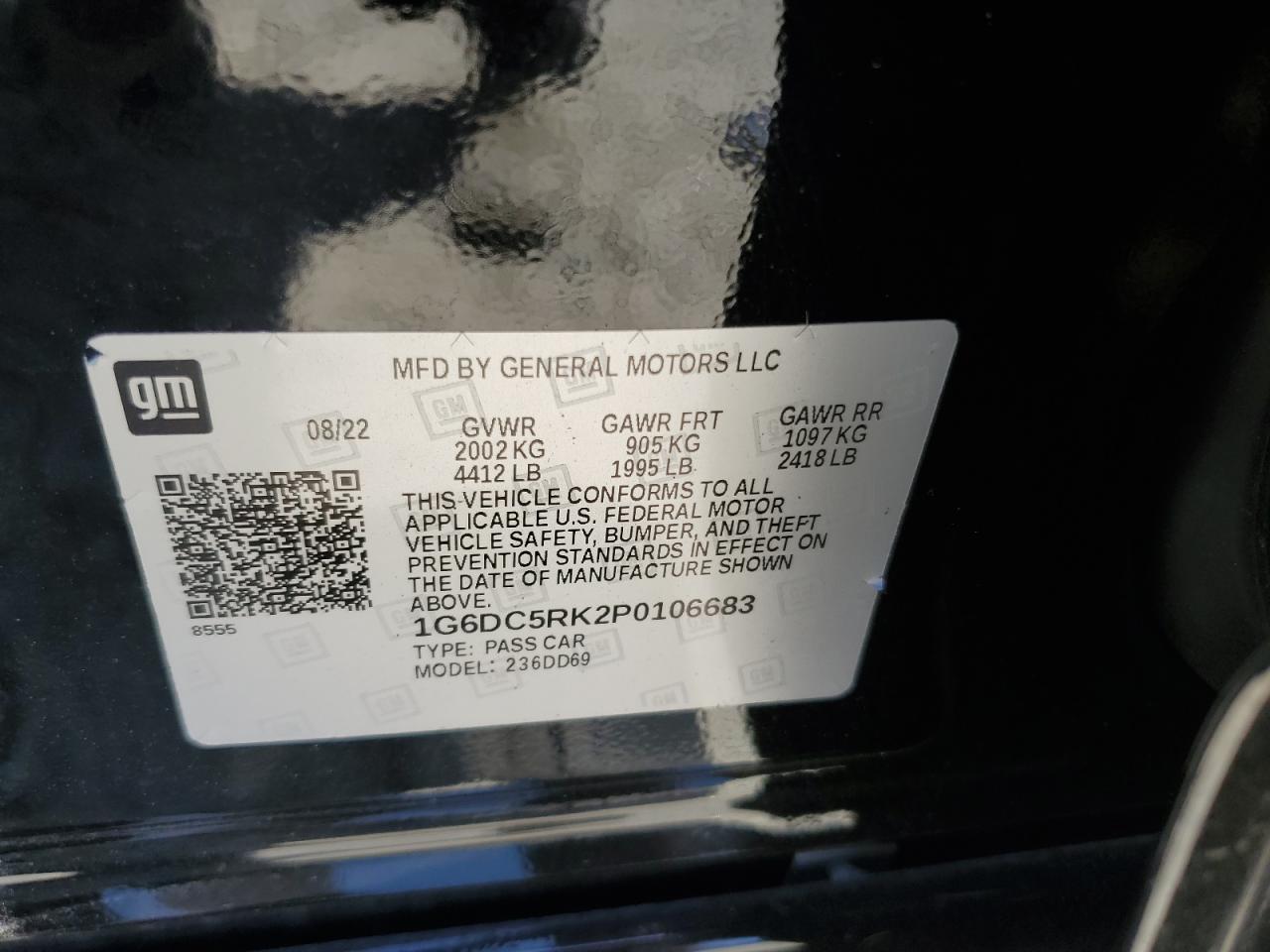 2023 Cadillac Ct4 Sport VIN: 1G6DC5RK2P0106683 Lot: 63814715