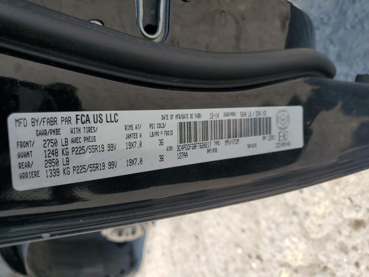 2015 Dodge Journey R/T VIN: 3C4PDDFG8FT620217 Lot: 64522545