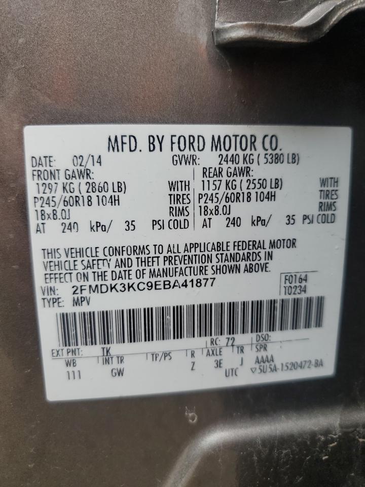 2014 Ford Edge Limited VIN: 2FMDK3KC9EBA41877 Lot: 65338995