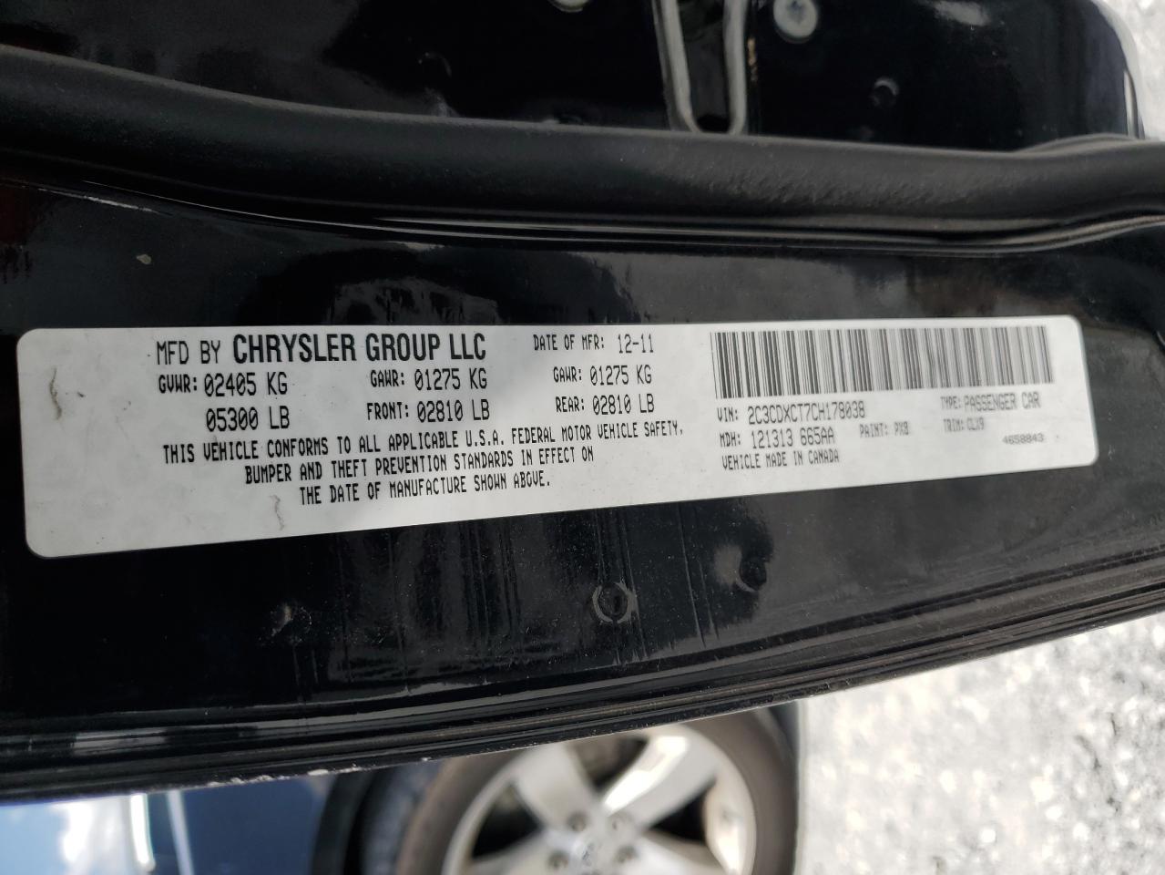 2012 Dodge Charger R/T VIN: 2C3CDXCT7CH178038 Lot: 65176195