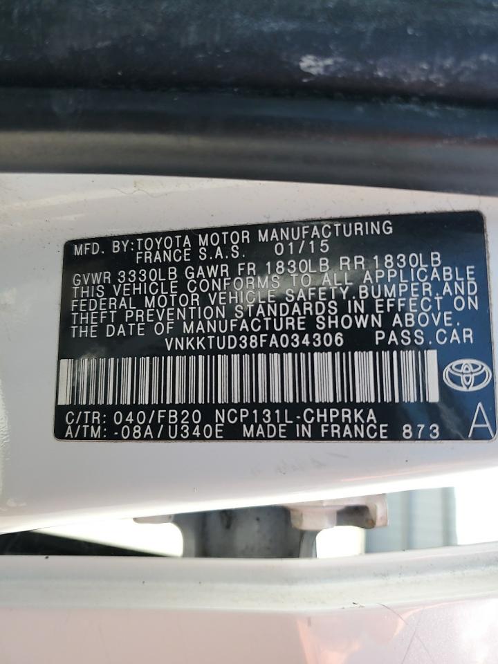 2015 Toyota Yaris VIN: VNKKTUD38FA034306 Lot: 63270745