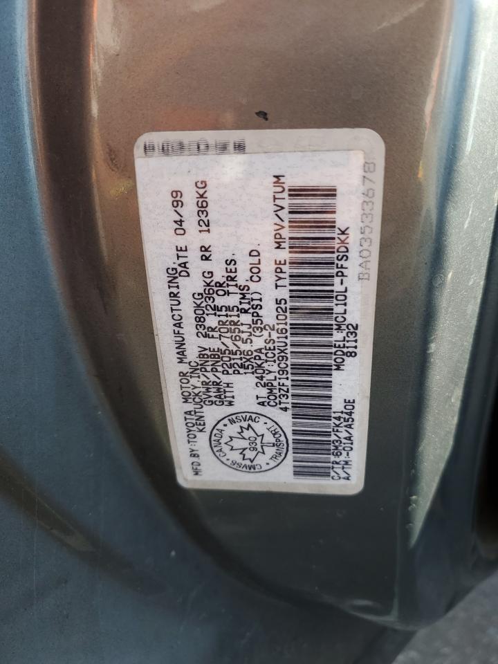 1999 Toyota Sienna Ce VIN: 4T3ZF19C9XU161025 Lot: 63305765