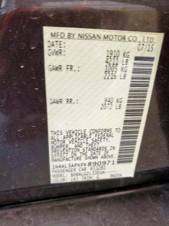 2015 Nissan Altima 2.5 VIN: 1N4AL3APXFN890971 Lot: 65429495