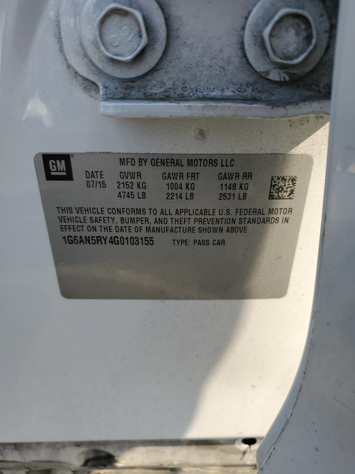 2016 Cadillac Ats-V VIN: 1G6AN5RY4G0103155 Lot: 63864165