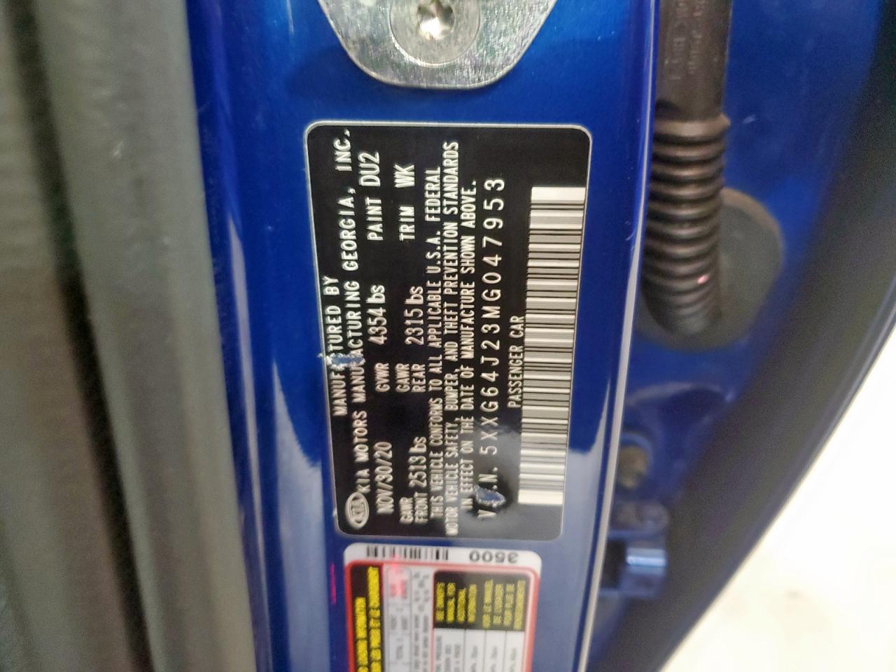 2021 Kia K5 Gt Line VIN: 5XXG64J23MG047953 Lot: 64250105