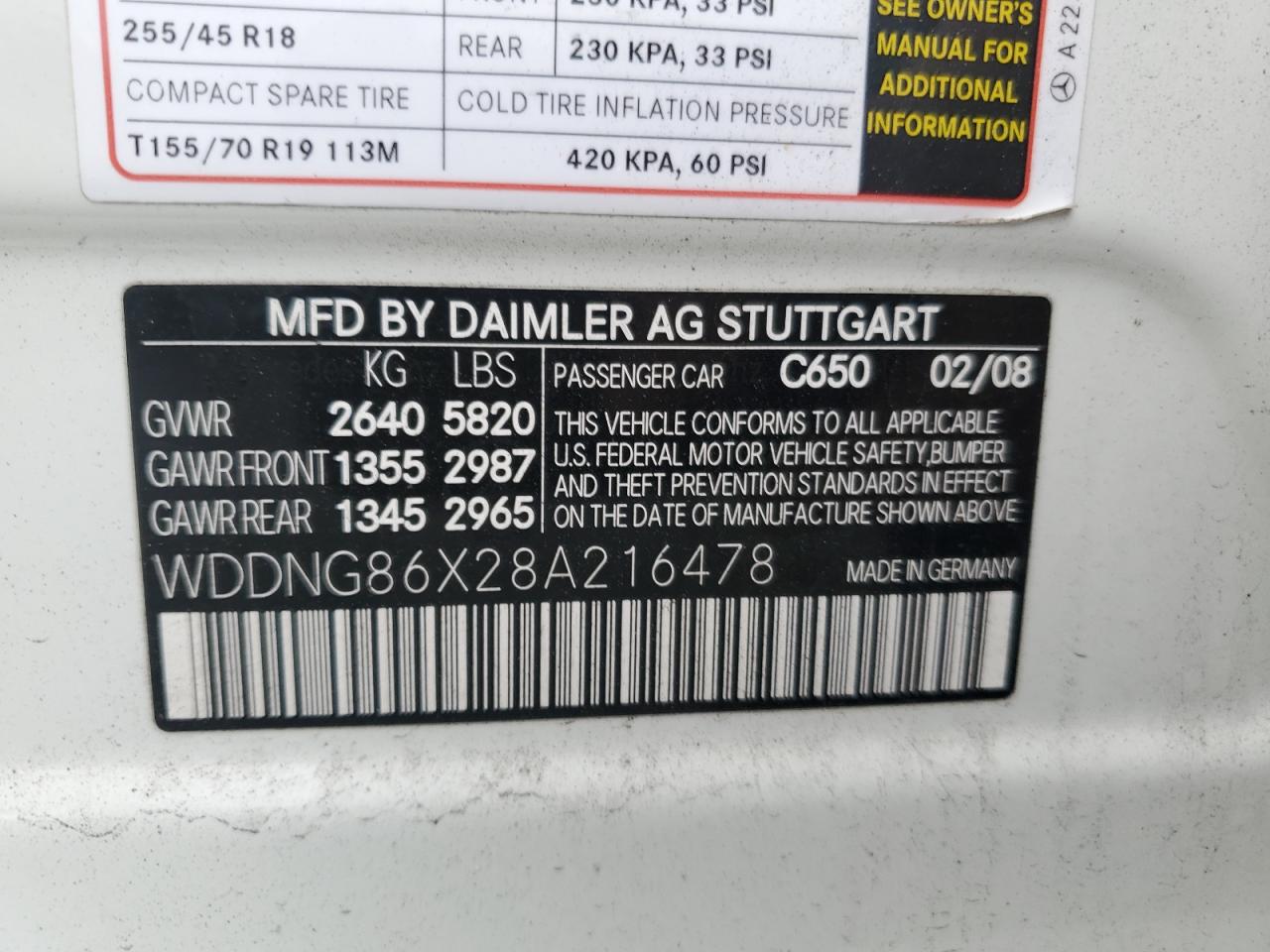 2008 Mercedes-Benz S 550 4Matic VIN: WDDNG86X28A216478 Lot: 62816225