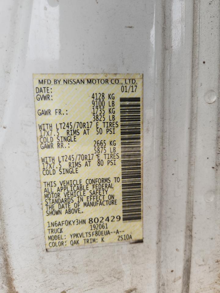 2017 Nissan Nv 2500 S VIN: 1N6AF0KY3HN802429 Lot: 61380705