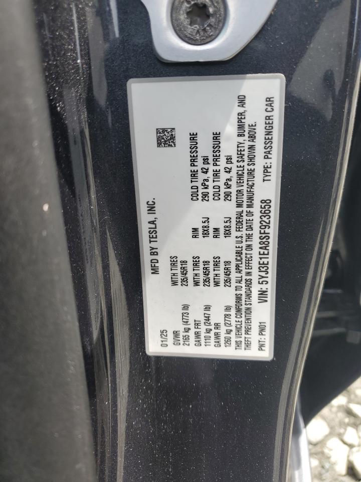 2025 Tesla Model 3 VIN: 5YJ3E1EA8SF923658 Lot: 63094605