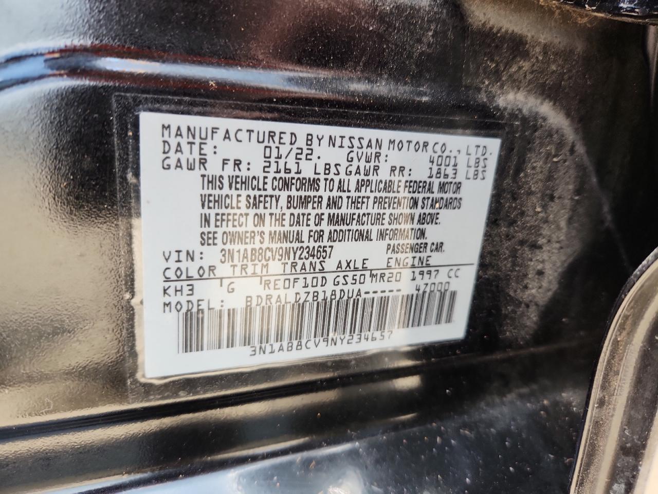2022 Nissan Sentra Sv VIN: 3N1AB8CV9NY234657 Lot: 63769805