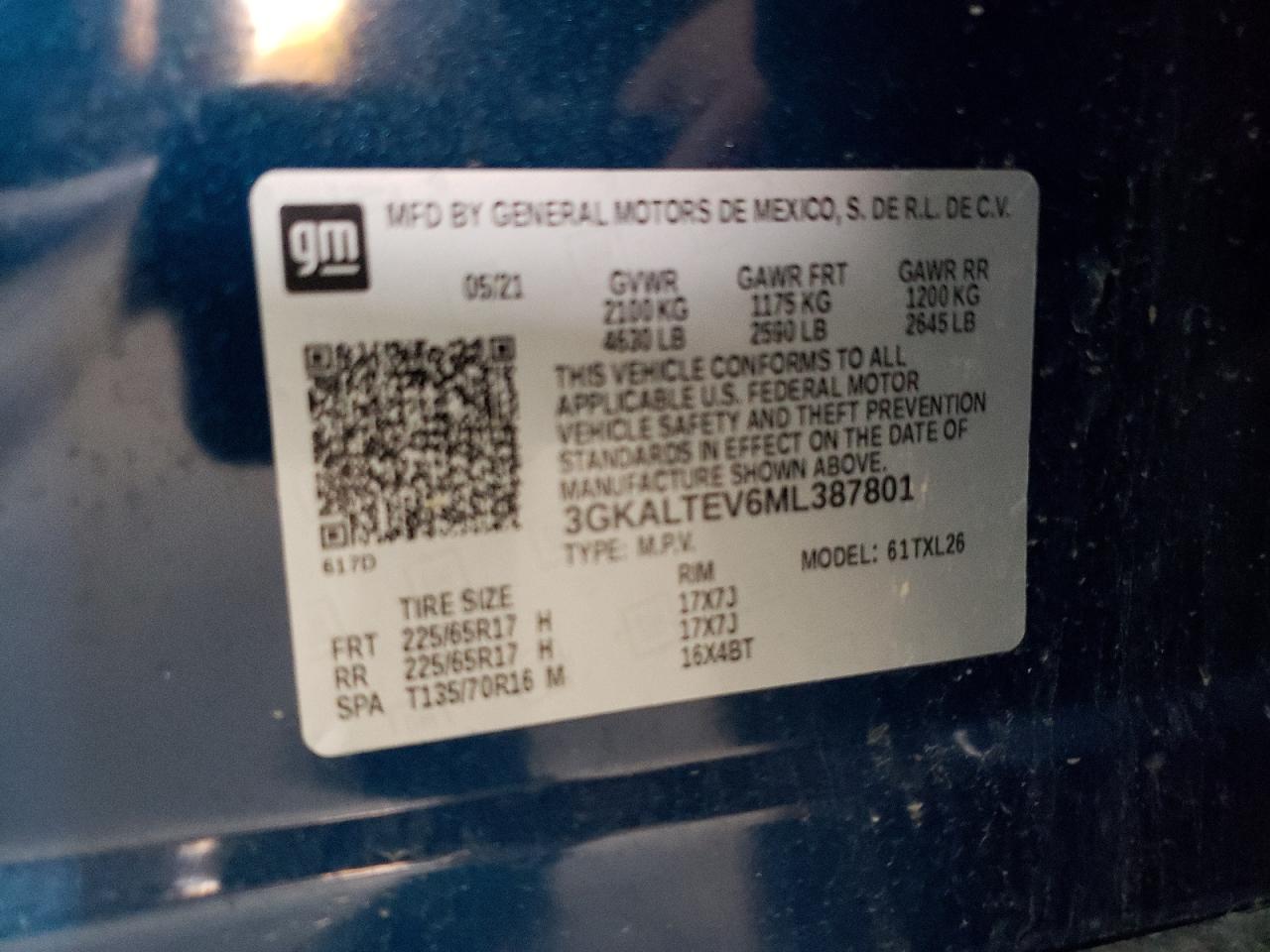 2021 GMC Terrain Sle VIN: 3GKALTEV6ML387801 Lot: 64034625