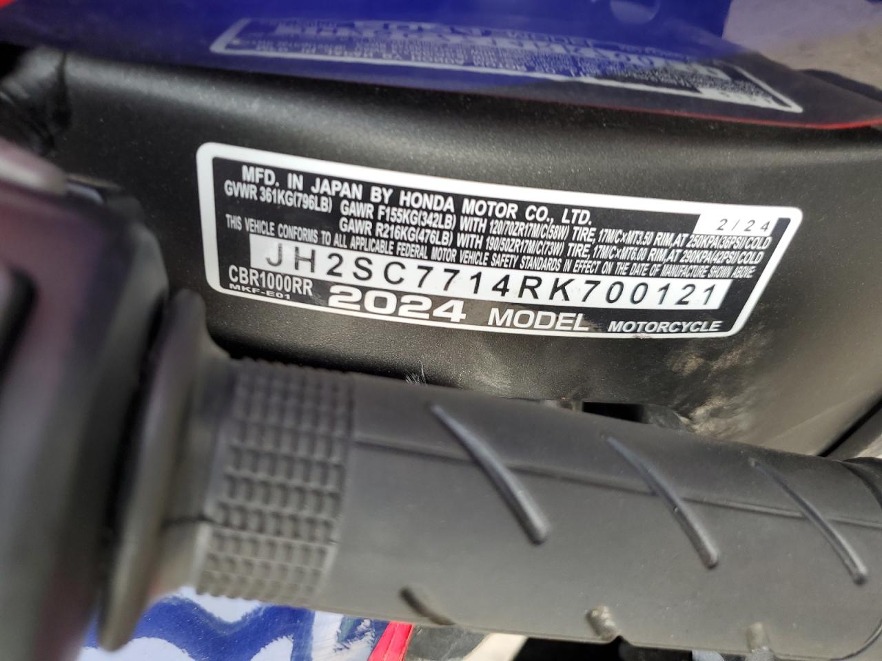 JH2SC7714RK700121 2024 Honda Cbr1000 Rr