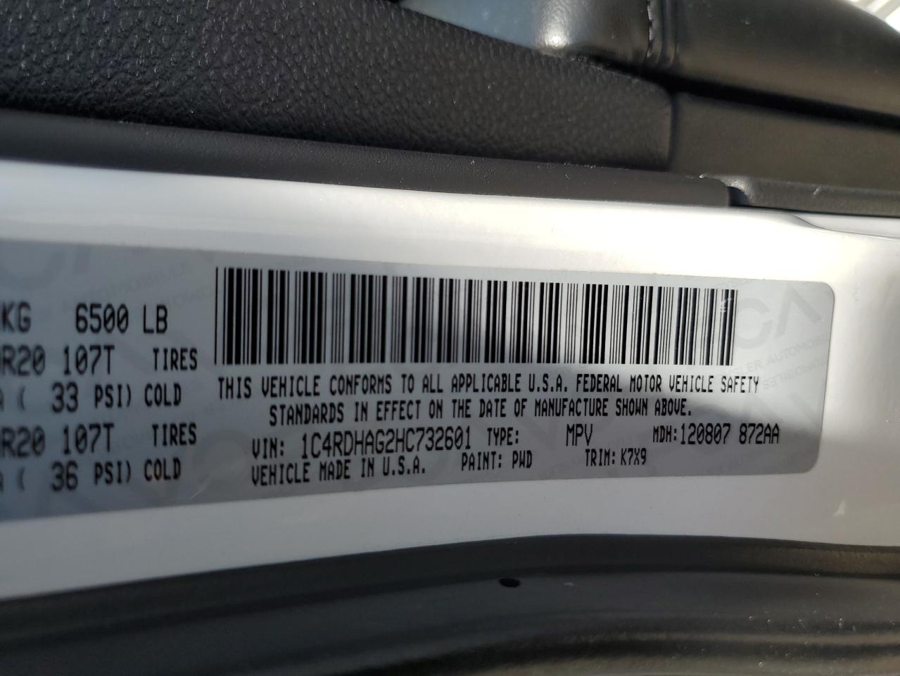 2017 Dodge Durango Sxt VIN: 1C4RDHAG2HC732601 Lot: 66306505