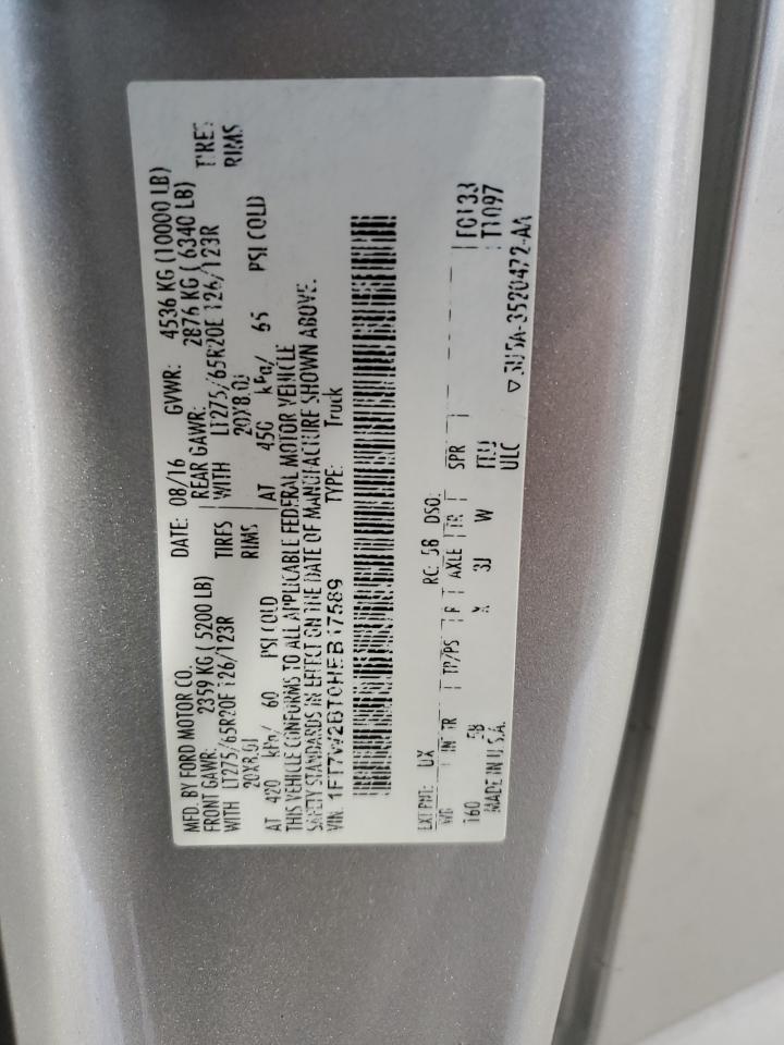 2017 Ford F250 Super Duty VIN: 1FT7W2BT0HEB17589 Lot: 65345285