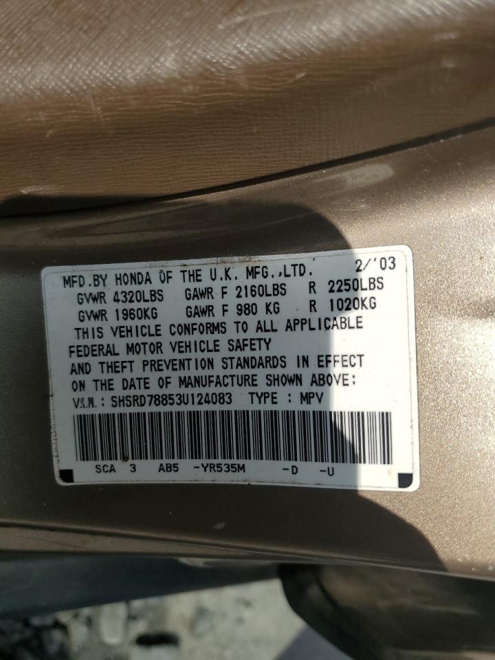 2003 Honda Cr-V Ex VIN: SHSRD78853U124083 Lot: 62561565